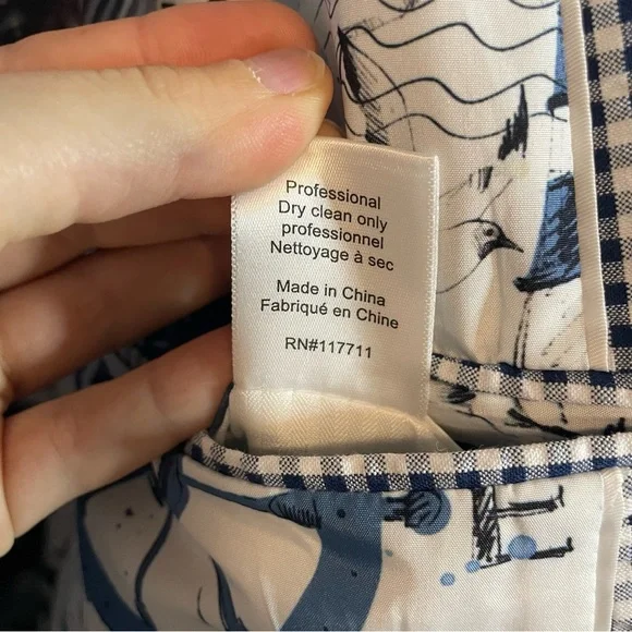 Paisley & Gray Men’s Blazer 54R Slim Fit Checkered Blue White Lightweight Church - Picture 8 of 8